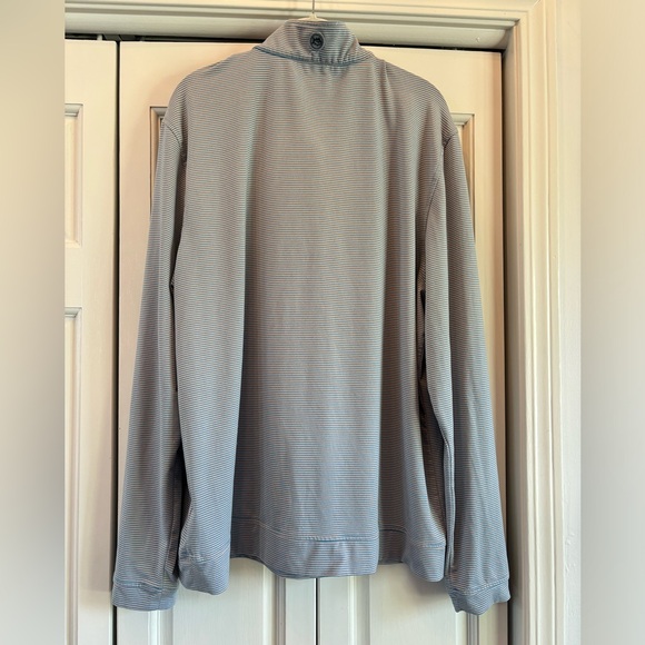 Southern Tide, Tide to Trail, Cruiser, blue & peach/pink stripe quarter zip, XL - Picture 2 of 12
